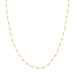 Baby Pink Enamel Bead Necklace
