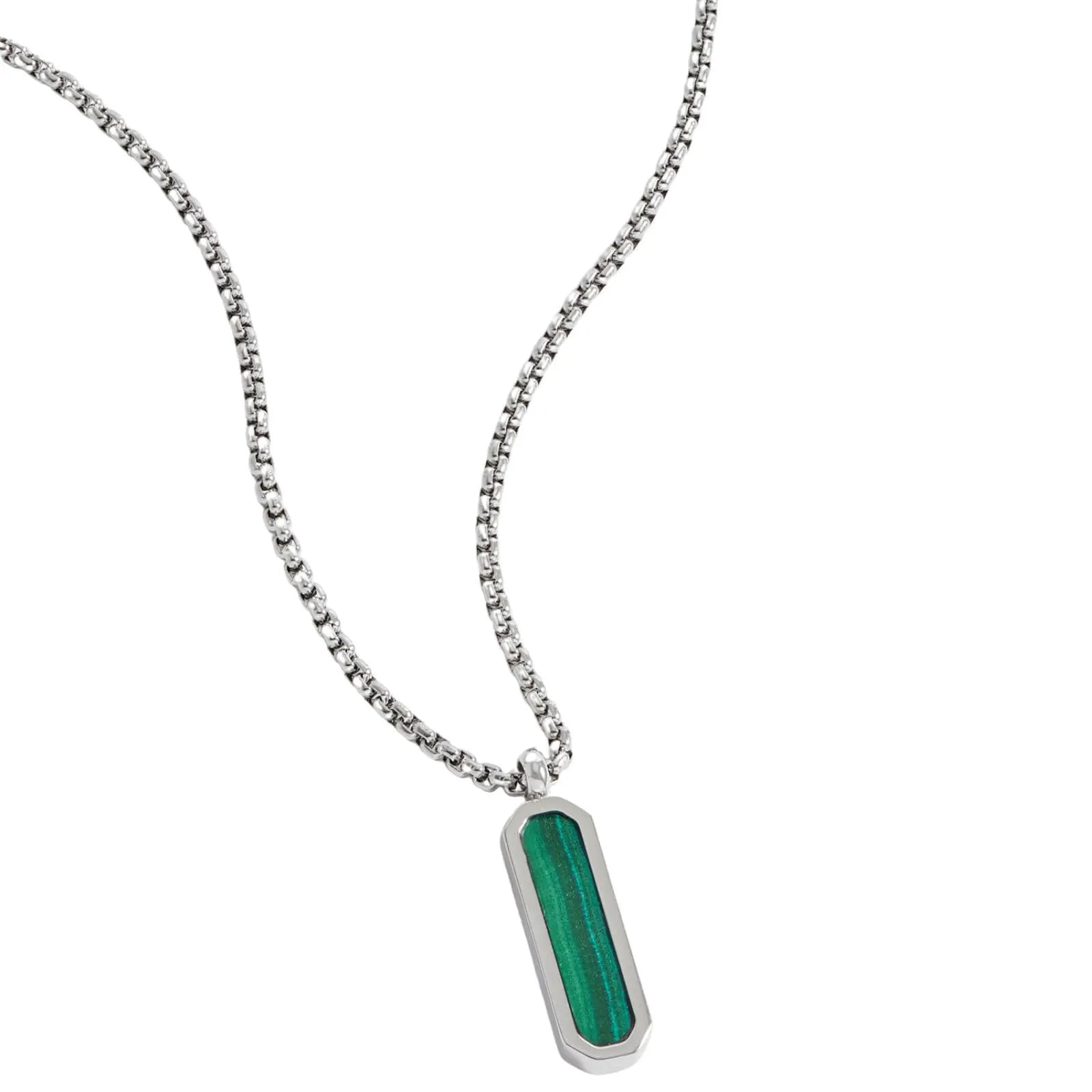 Bartlett Malachite Tag Silver Necklace