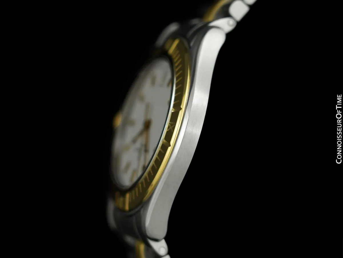 Baume & Mercier Malibu Mens Unisex White Dial Watch - Stainless Steel and Solid 18K Gold