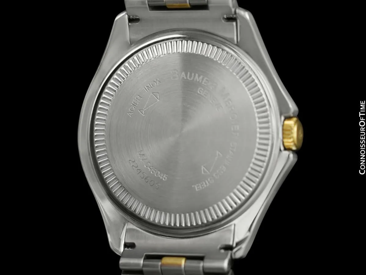 Baume & Mercier Malibu Mens Unisex White Dial Watch - Stainless Steel and Solid 18K Gold