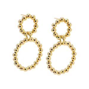Beaded Double Circle Drop Stud Earring