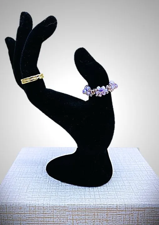 Beaded flower ring; gold ring; stacking rings; crystal ring; interchangeable ring; trending rings; fashion; rings; boho jewelry