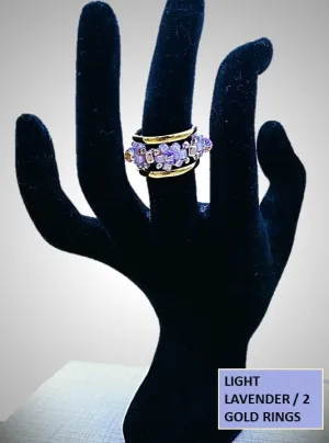 Beaded flower ring; gold ring; stacking rings; crystal ring; interchangeable ring; trending rings; fashion; rings; boho jewelry