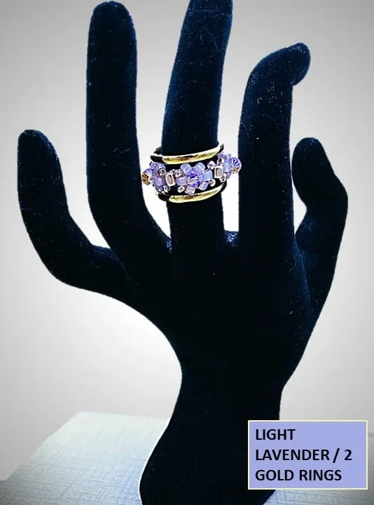 Beaded flower ring; gold ring; stacking rings; crystal ring; interchangeable ring; trending rings; fashion; rings; boho jewelry