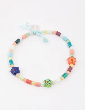 Beaded Flower Toggle Anklet