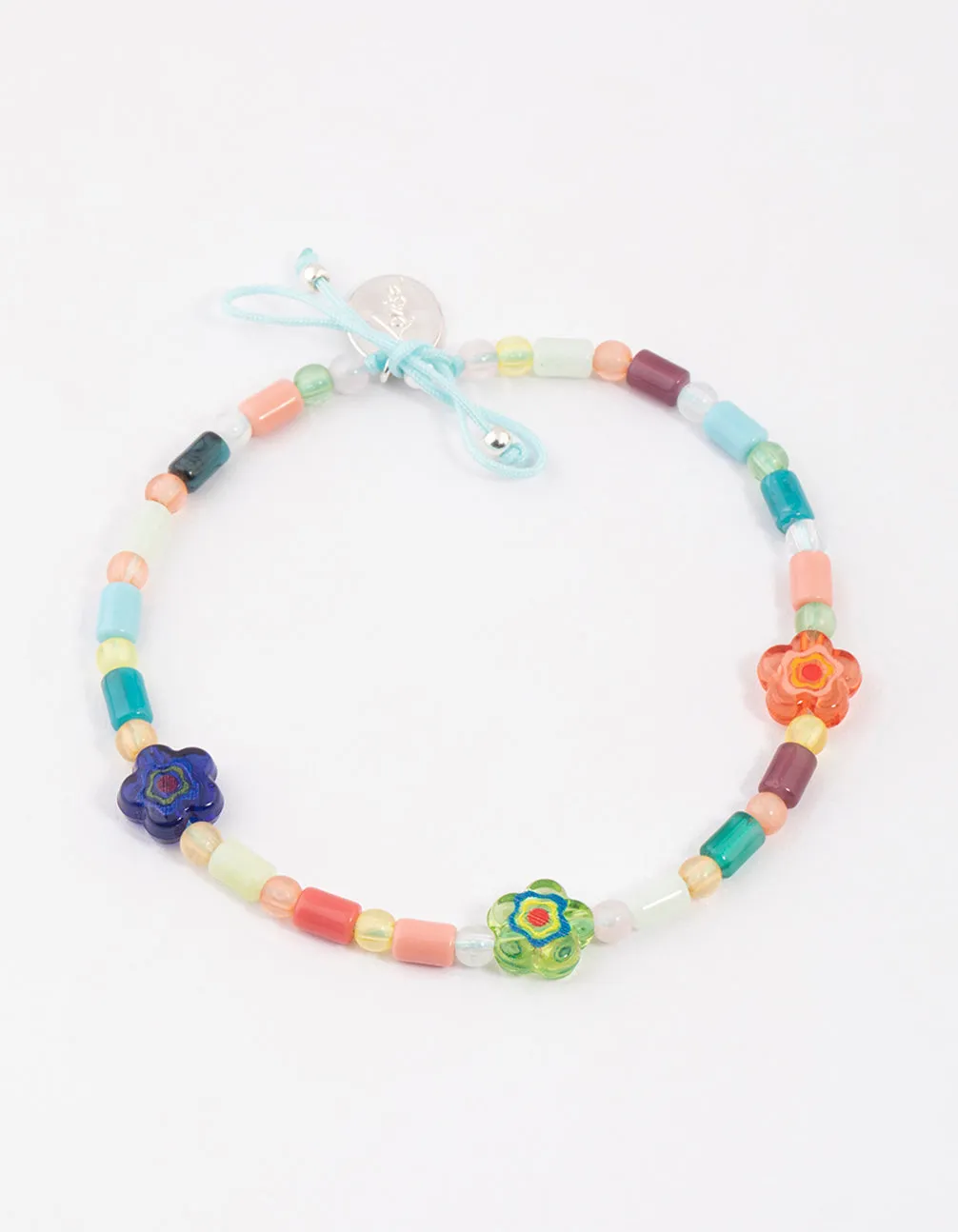 Beaded Flower Toggle Anklet