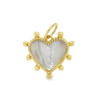 Beaded Mother of Pearl/Malachite Heart Pendant Charm