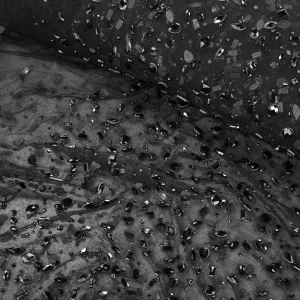 Beaded Stone Lace Fabric Black 120 cm