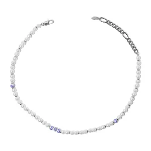 Beautiful 6mm Pearl Necklace Chain Beaded White Gold Plated Fashion Jewelry