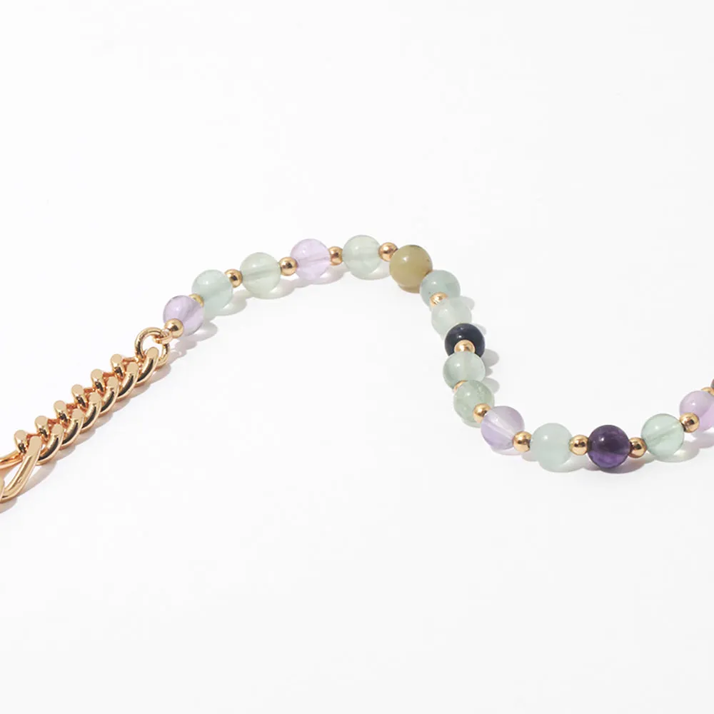 Beautiful Natural Stone Necklace Beaded Gold Plated Chain Fashion Jewelry