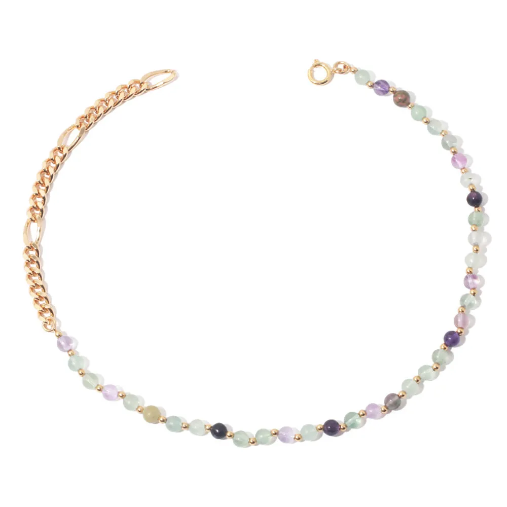 Beautiful Natural Stone Necklace Beaded Gold Plated Chain Fashion Jewelry