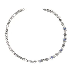 Beautiful Natural Stone Necklace Chain Beaded White Gold Plated Fashion Jewelry