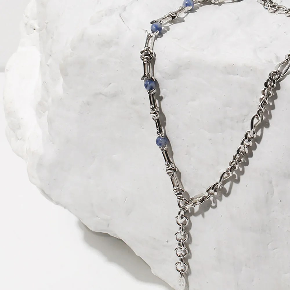 Beautiful Natural Stone Necklace Chain Beaded White Gold Plated Fashion Jewelry