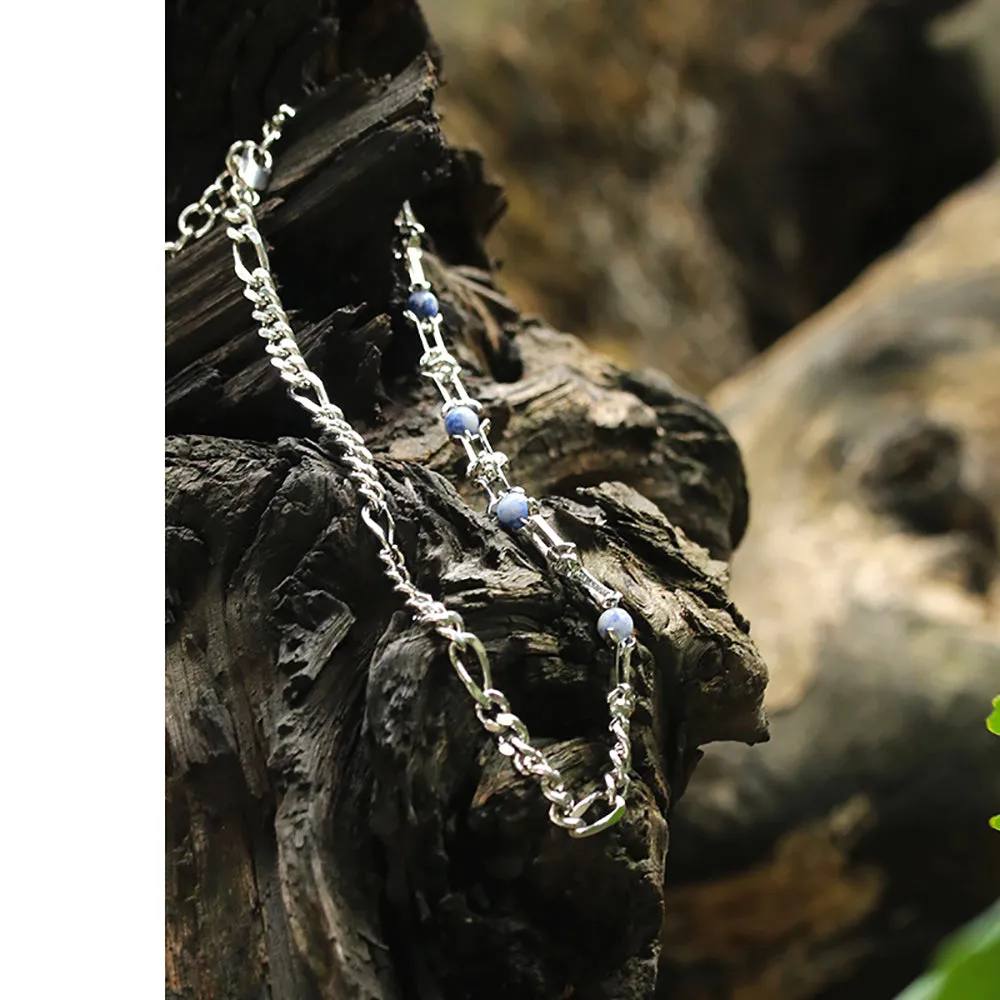 Beautiful Natural Stone Necklace Chain Beaded White Gold Plated Fashion Jewelry