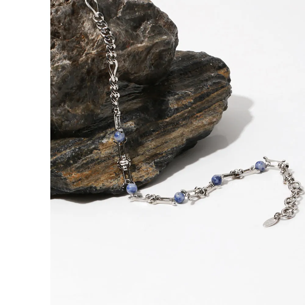 Beautiful Natural Stone Necklace Chain Beaded White Gold Plated Fashion Jewelry