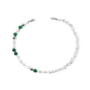 Beautiful Natural Stone Pearl Necklace Beaded White Gold Plated Fashion Jewelry