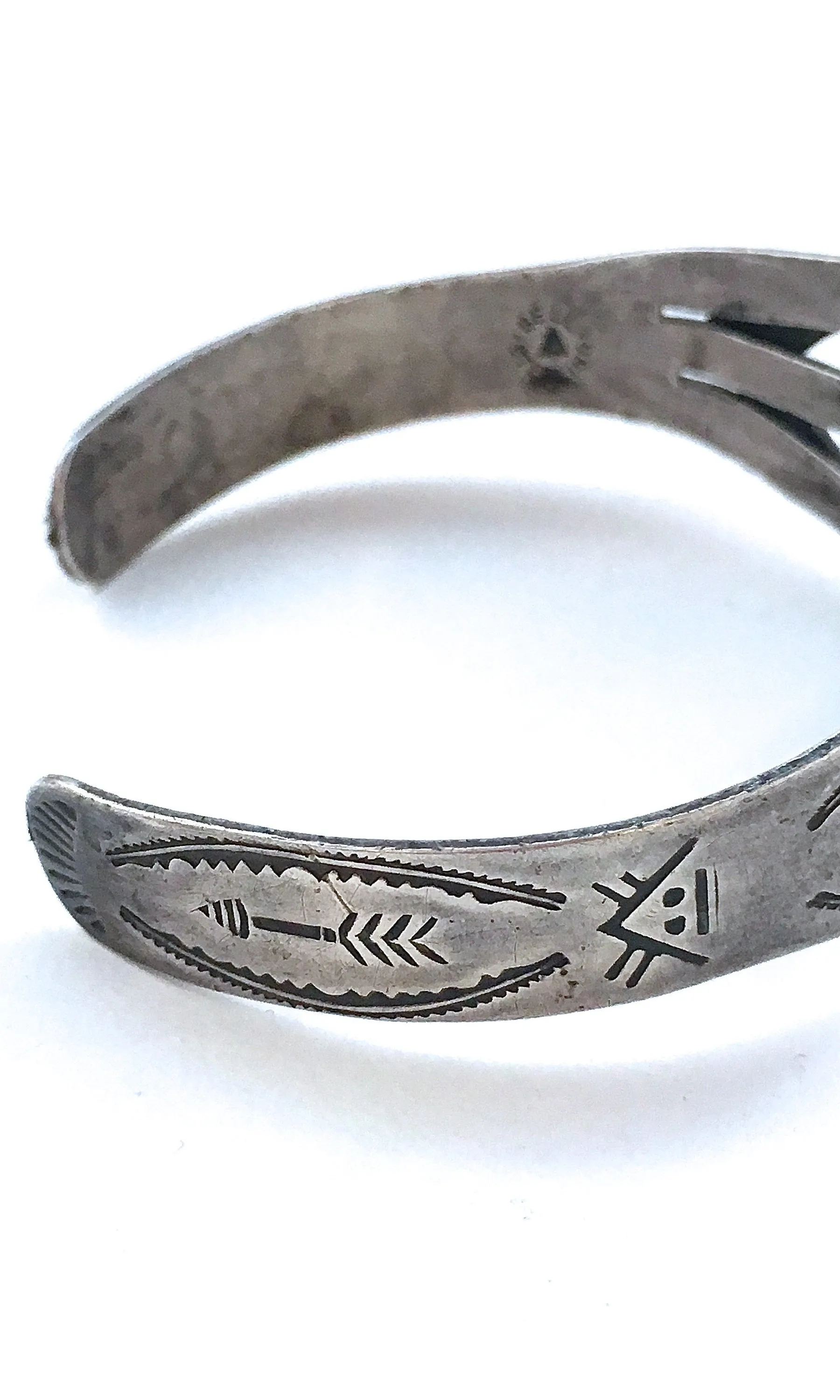 BELL TRADING POST 1950s Native American Sterling Silver & Turquoise Cuff
