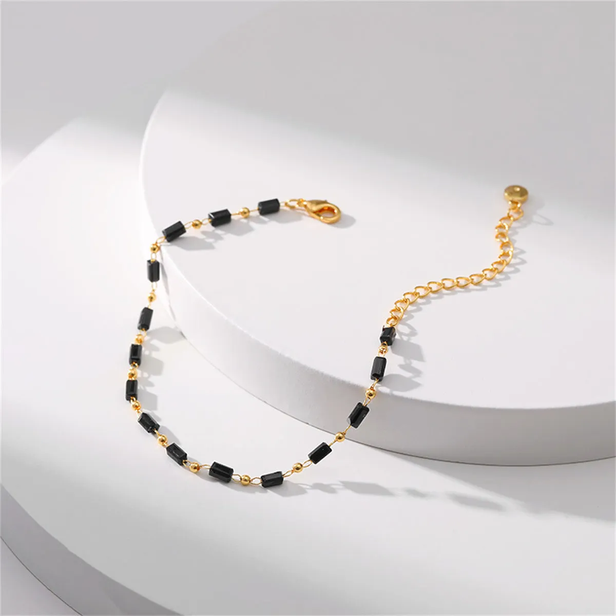Black Acrylic & 18K Gold-Plated Beaded Bracelet