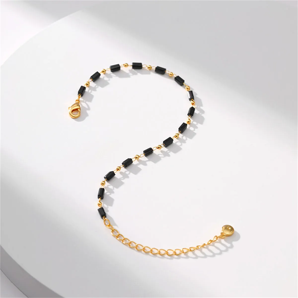 Black Acrylic & 18K Gold-Plated Beaded Bracelet