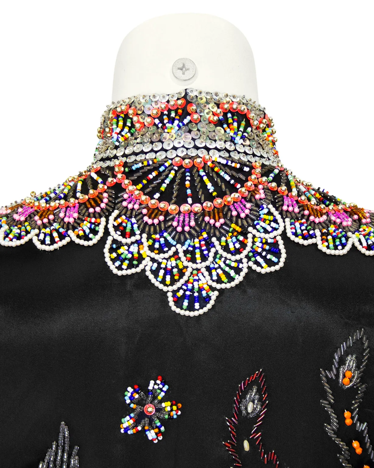 Black Dragon and Phoenix Beaded Jacket