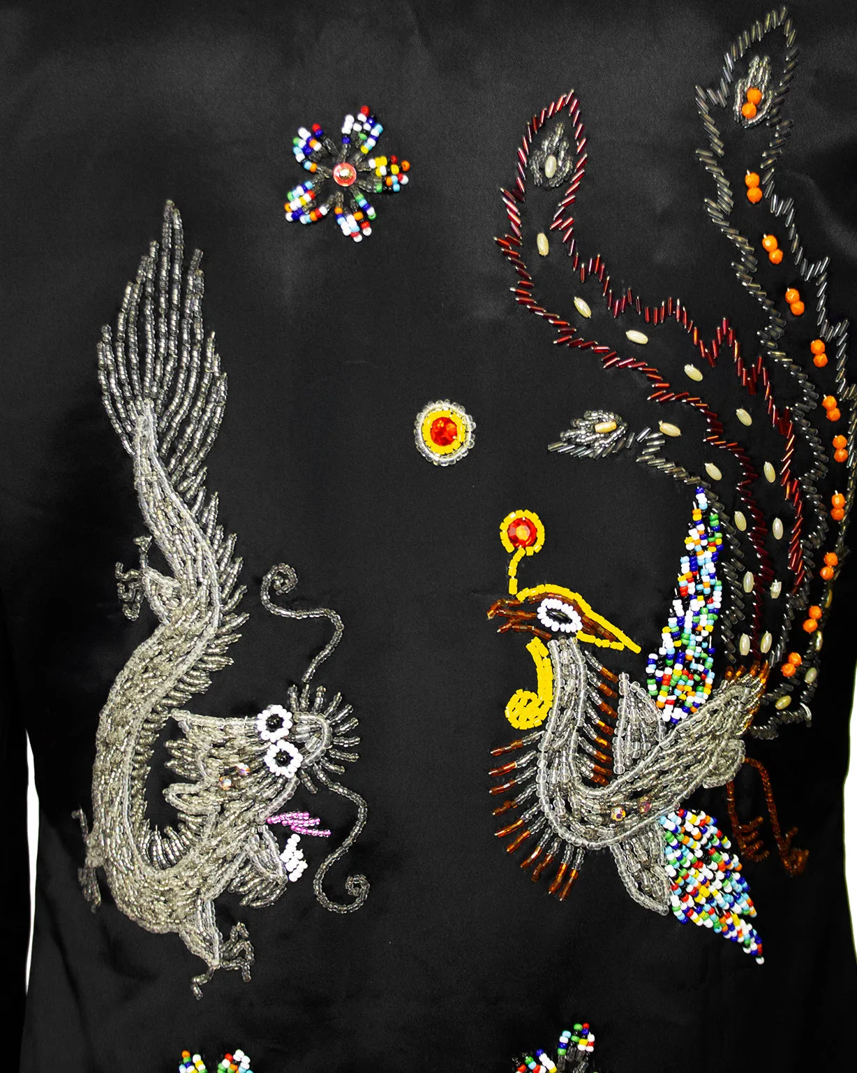 Black Dragon and Phoenix Beaded Jacket