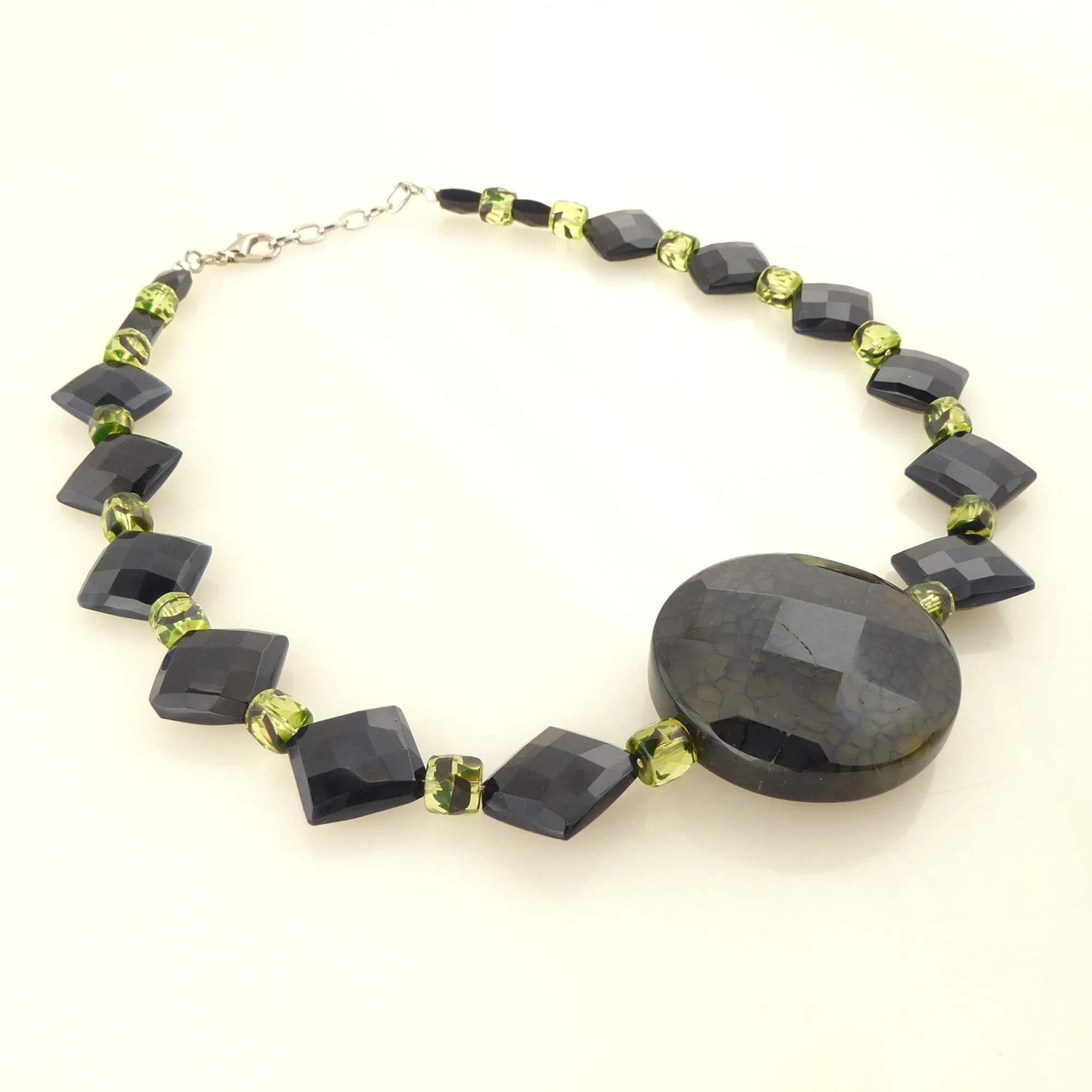 Black onyx diamond collar necklace