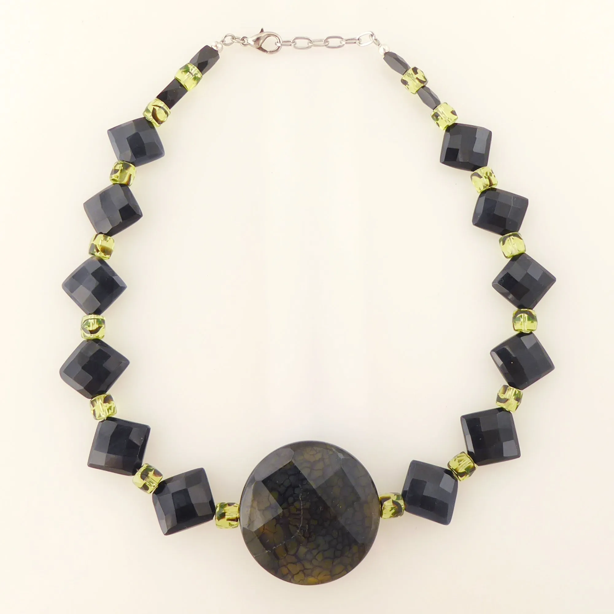 Black onyx diamond collar necklace
