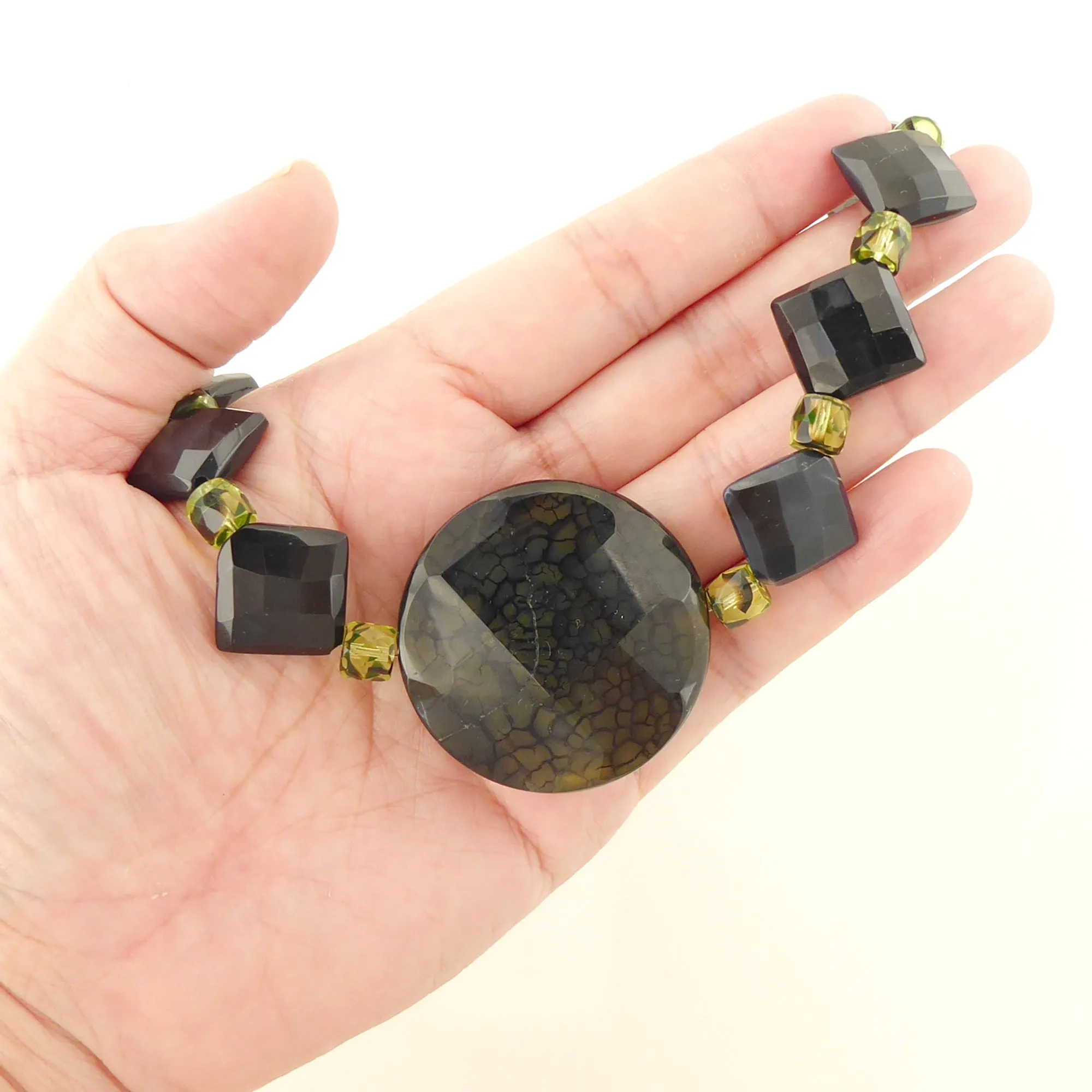 Black onyx diamond collar necklace