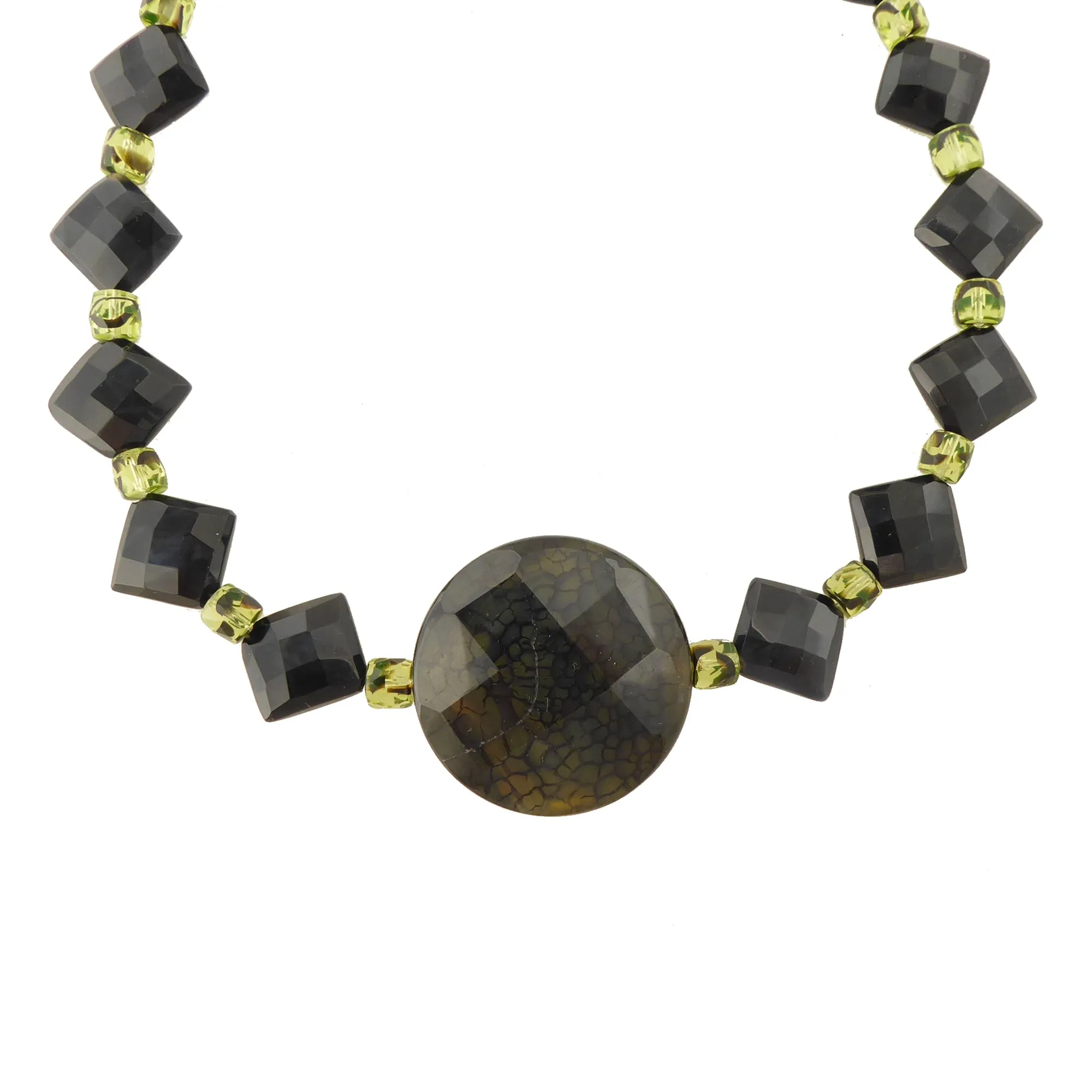 Black onyx diamond collar necklace