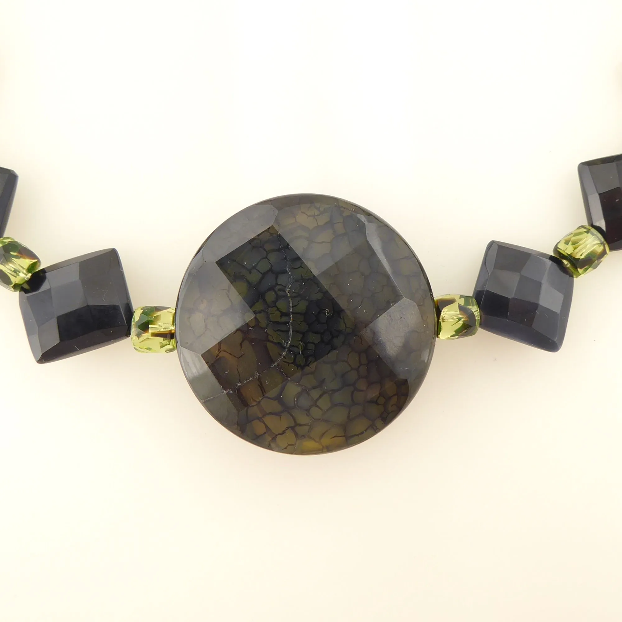 Black onyx diamond collar necklace