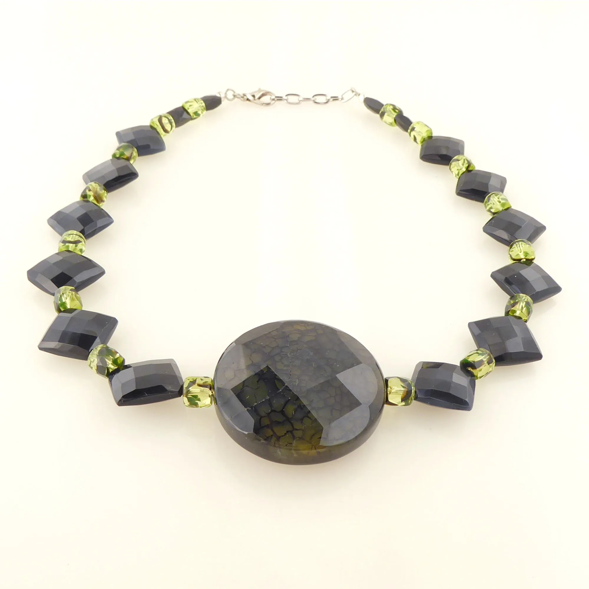 Black onyx diamond collar necklace