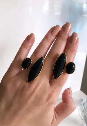 Black Onyx Gold Plated Handmade Ring