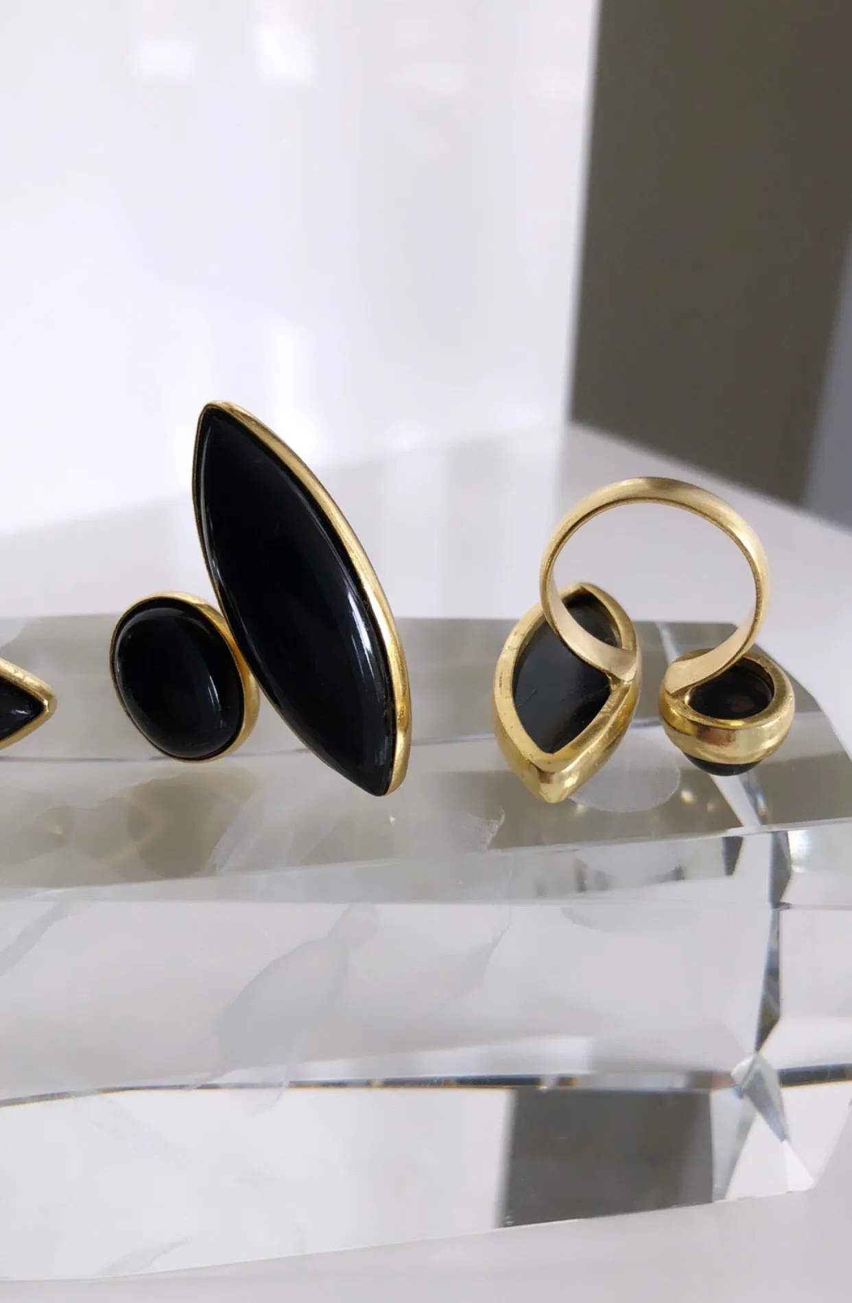 Black Onyx Gold Plated Handmade Ring