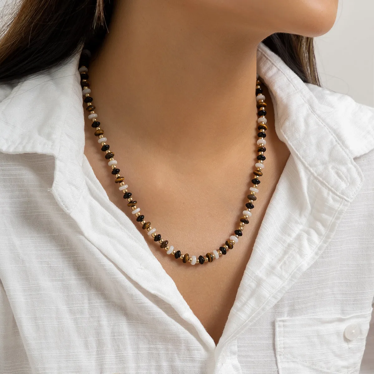 Black Resin & 18K Gold-Plated Beaded Chain Necklace