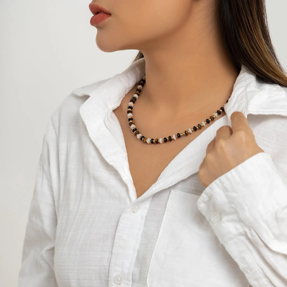 Black Resin & 18K Gold-Plated Beaded Chain Necklace