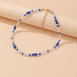 Blue Acrylic & 18K Gold-Plated Evil Eyes Beaded Choker Necklace