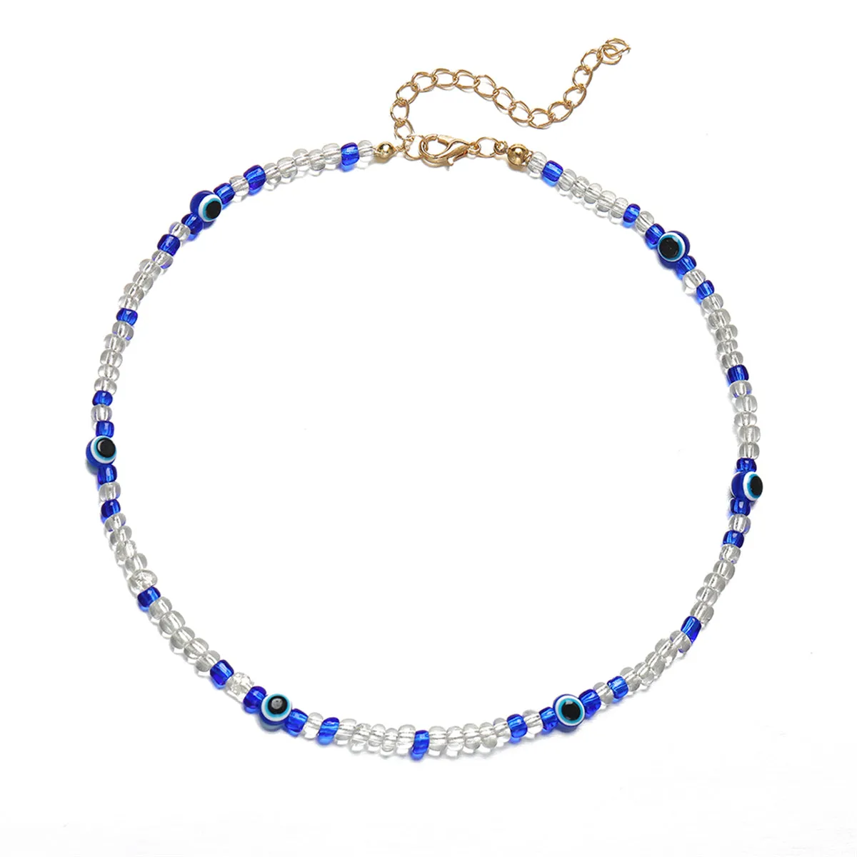 Blue Acrylic & 18K Gold-Plated Evil Eyes Beaded Choker Necklace