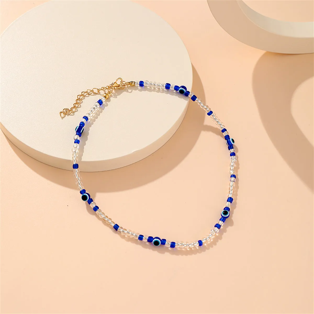 Blue Acrylic & 18K Gold-Plated Evil Eyes Beaded Choker Necklace