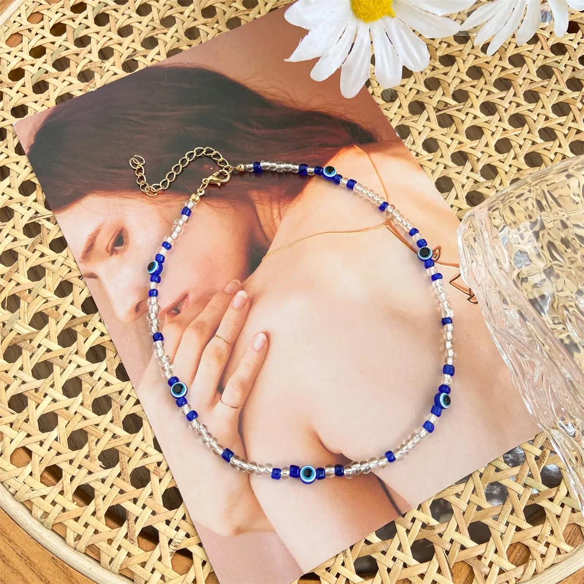 Blue Acrylic & 18K Gold-Plated Evil Eyes Beaded Choker Necklace