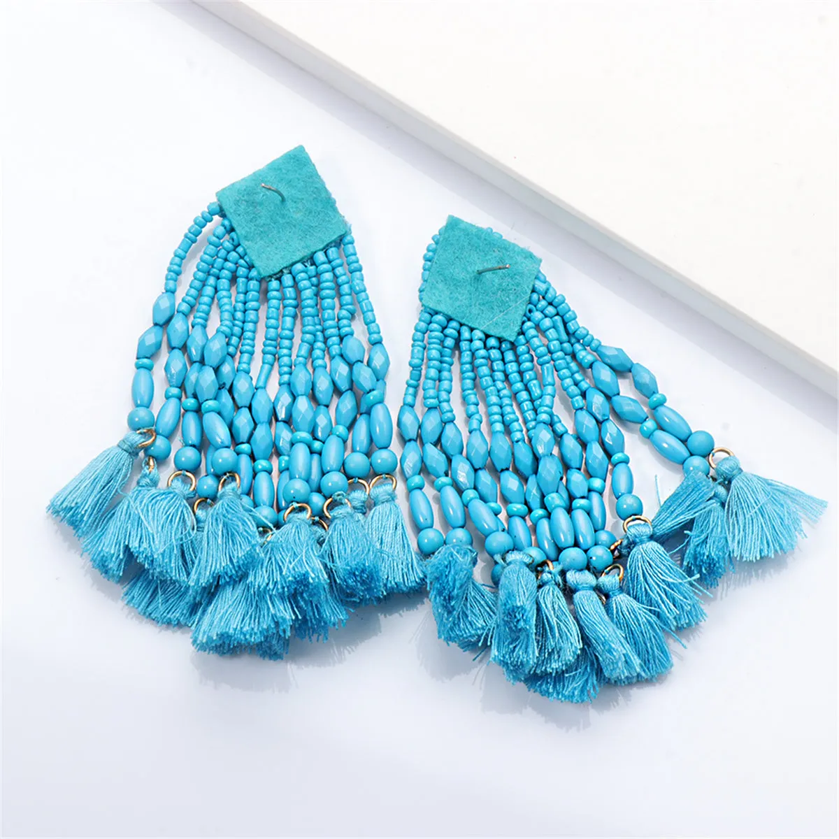 Blue Howlite & 18K Gold-Plated Beaded Tassel Drop Earrings