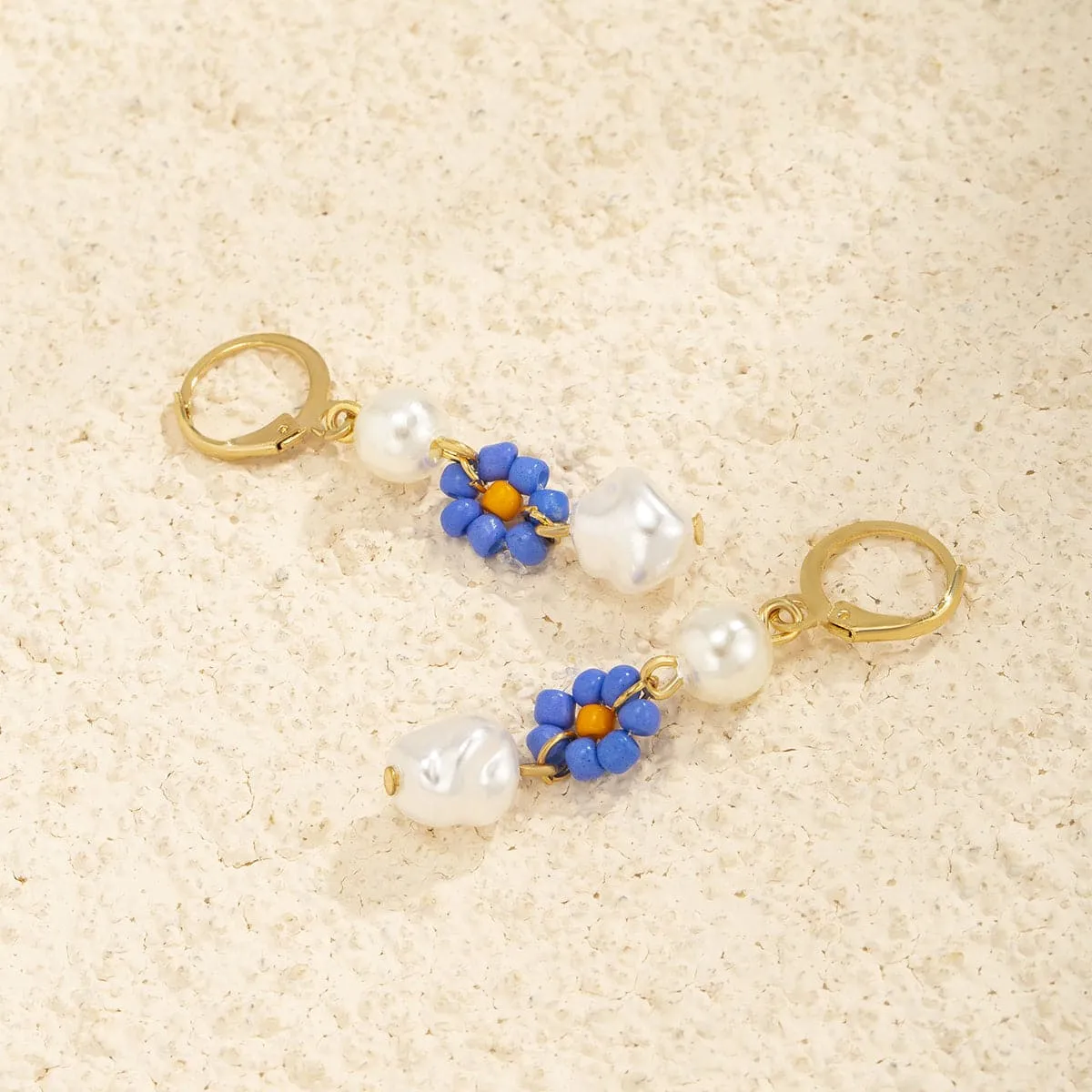 Blue Howlite & Pearl 18K Gold-Plated Drop Earrings