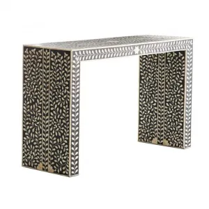 Bone Inlay Parsons Console Table - Black and White
