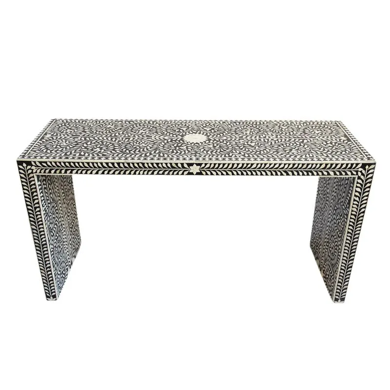 Bone Inlay Parsons Console Table - Black and White