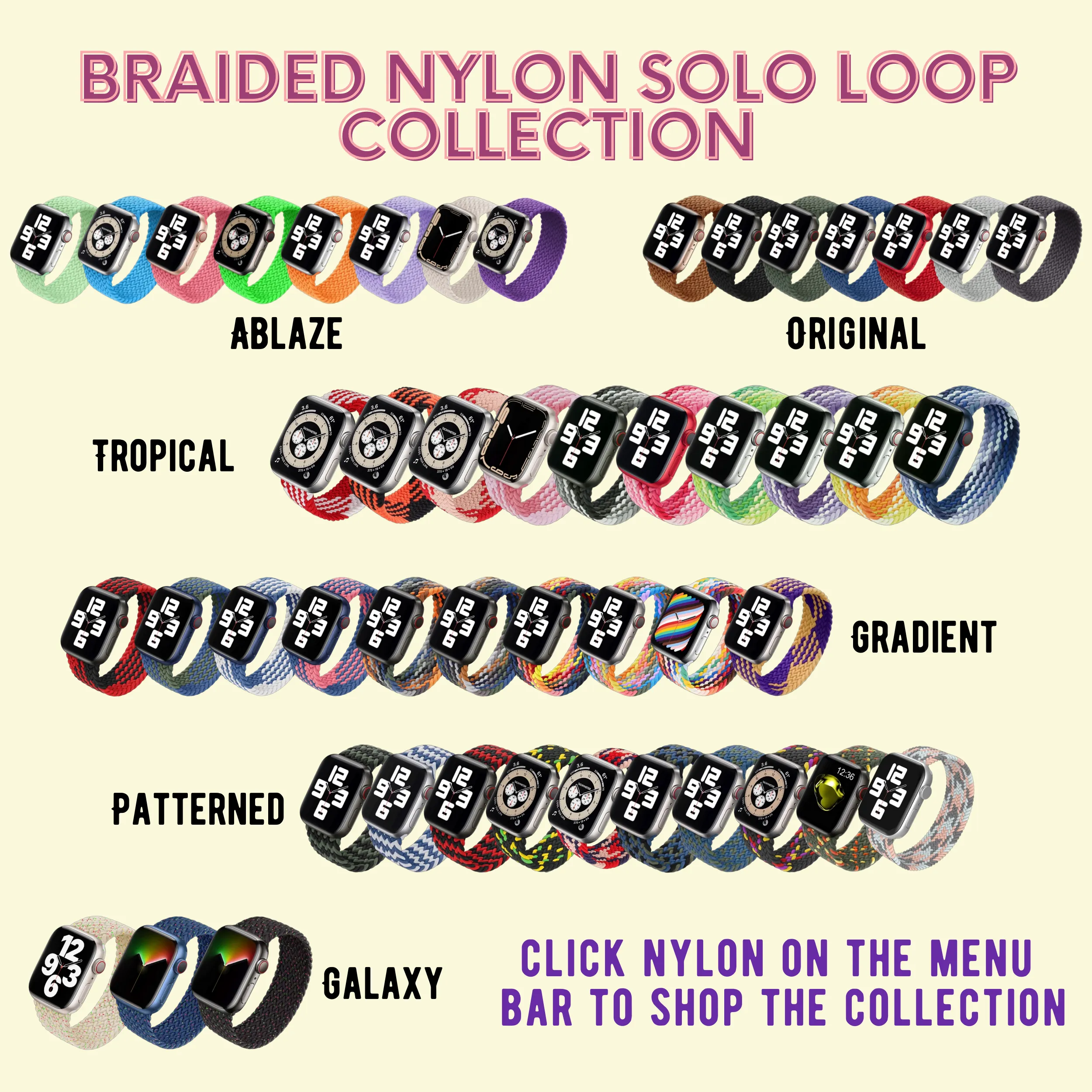 Braided Nylon Solo Loop Apple Watch Band - Ablaze