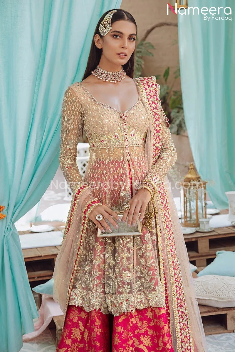 Brocade Lehenga with Front Open Frock Dress #BS680