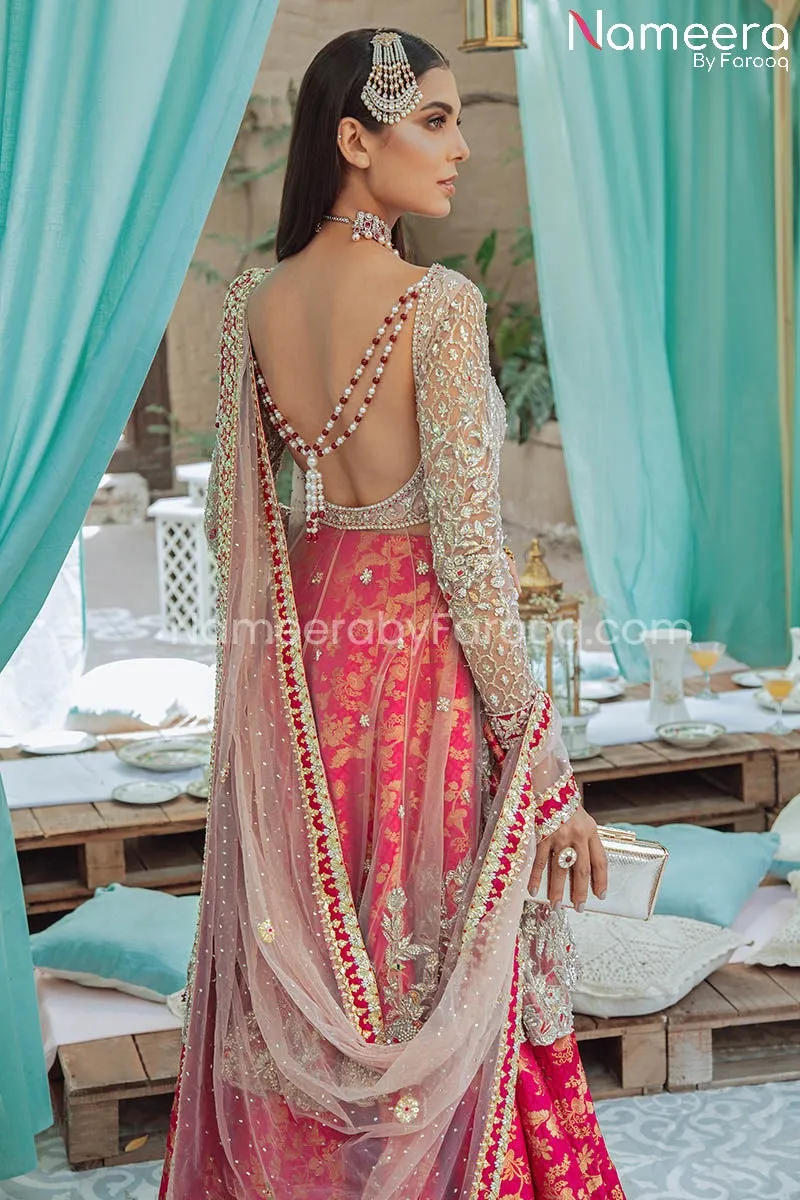 Brocade Lehenga with Front Open Frock Dress #BS680