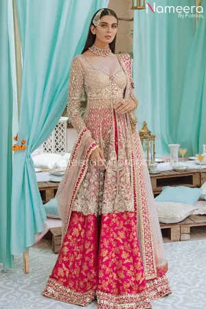 Brocade Lehenga with Front Open Frock Dress #BS680