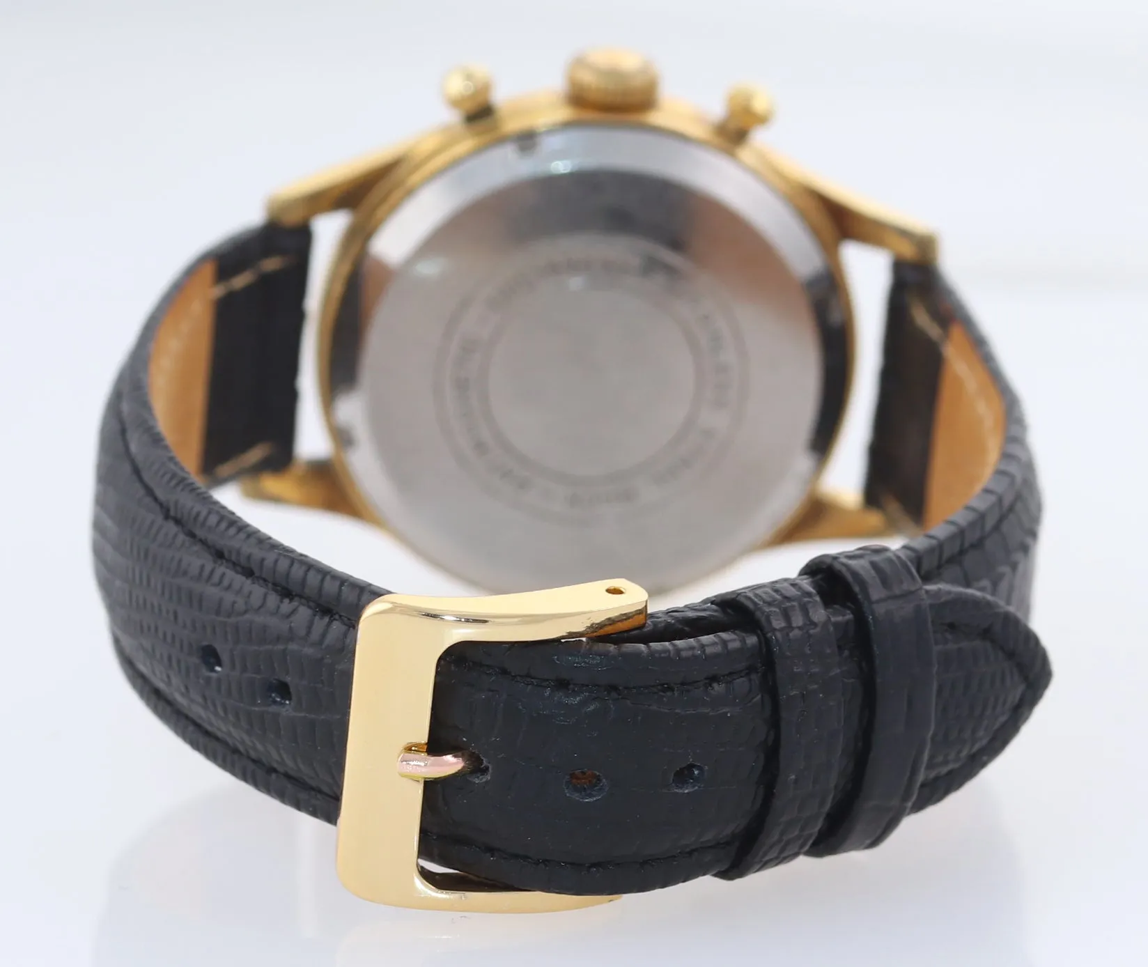 BROKEN Vintage Wakmann 36mm Black Chronograph Manual Wind Watch Incabloc