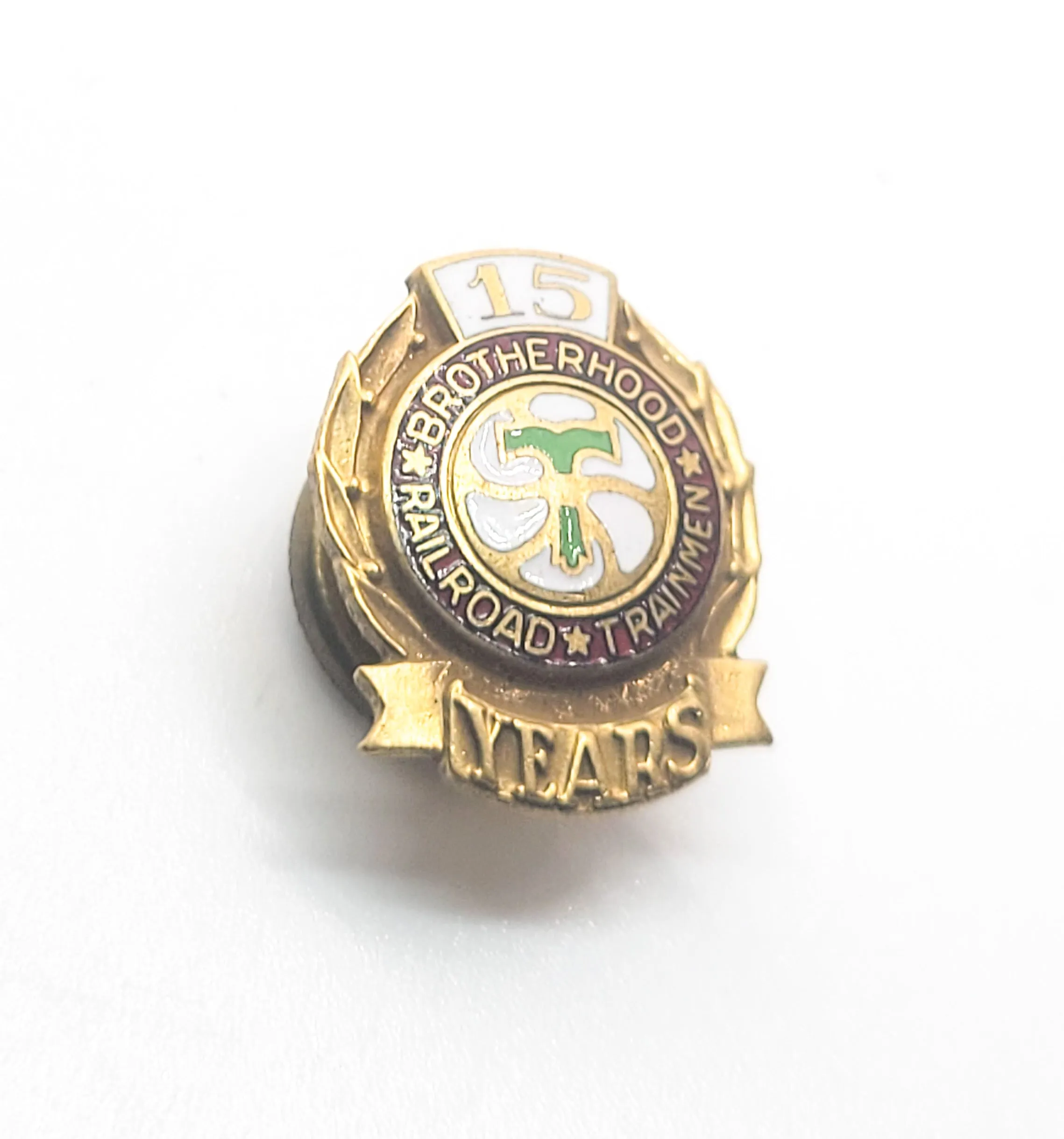 Brotherhood railroad trainmen 15 year Jostens union made enamel badge pin