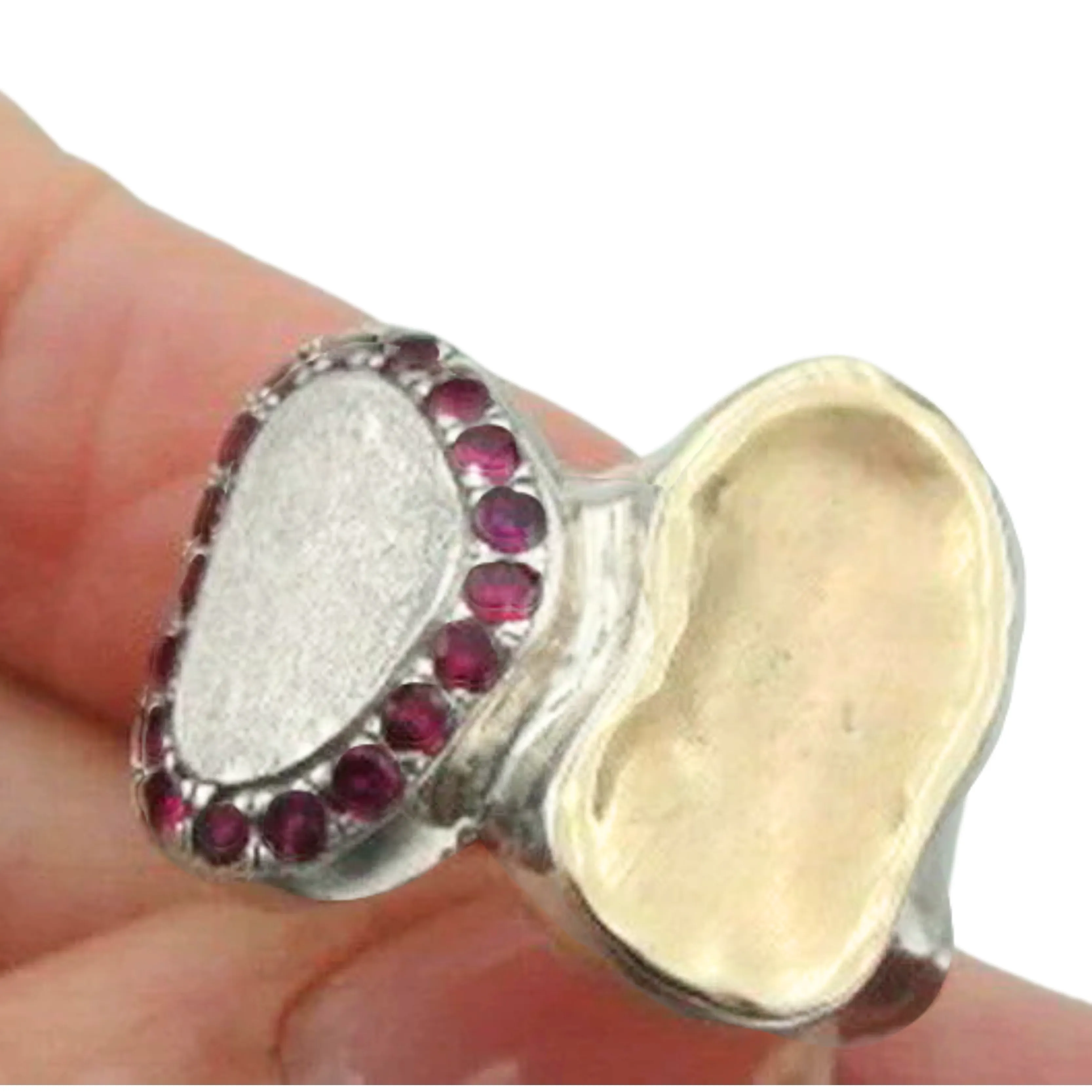 Brushed Gold and Silver Ruby Ring – Hadar Jewelry, READY TO SHIP SIZE 9  (I r571)9y
